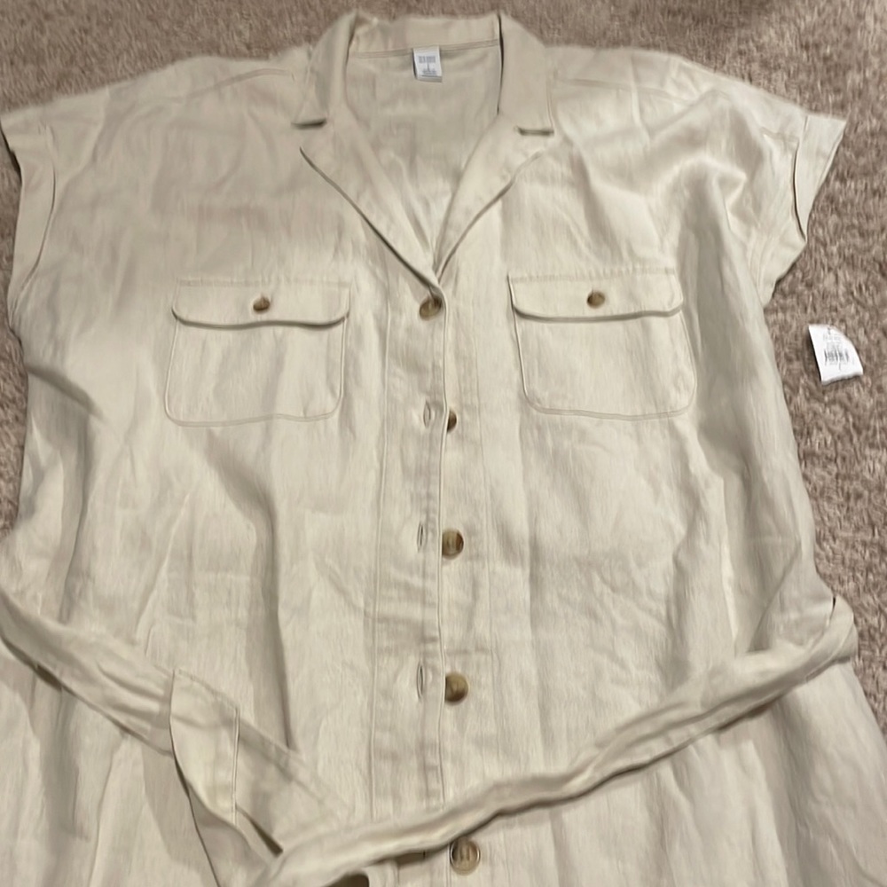 NWT, Old navy Womens size L large linen tie waist shirt dress